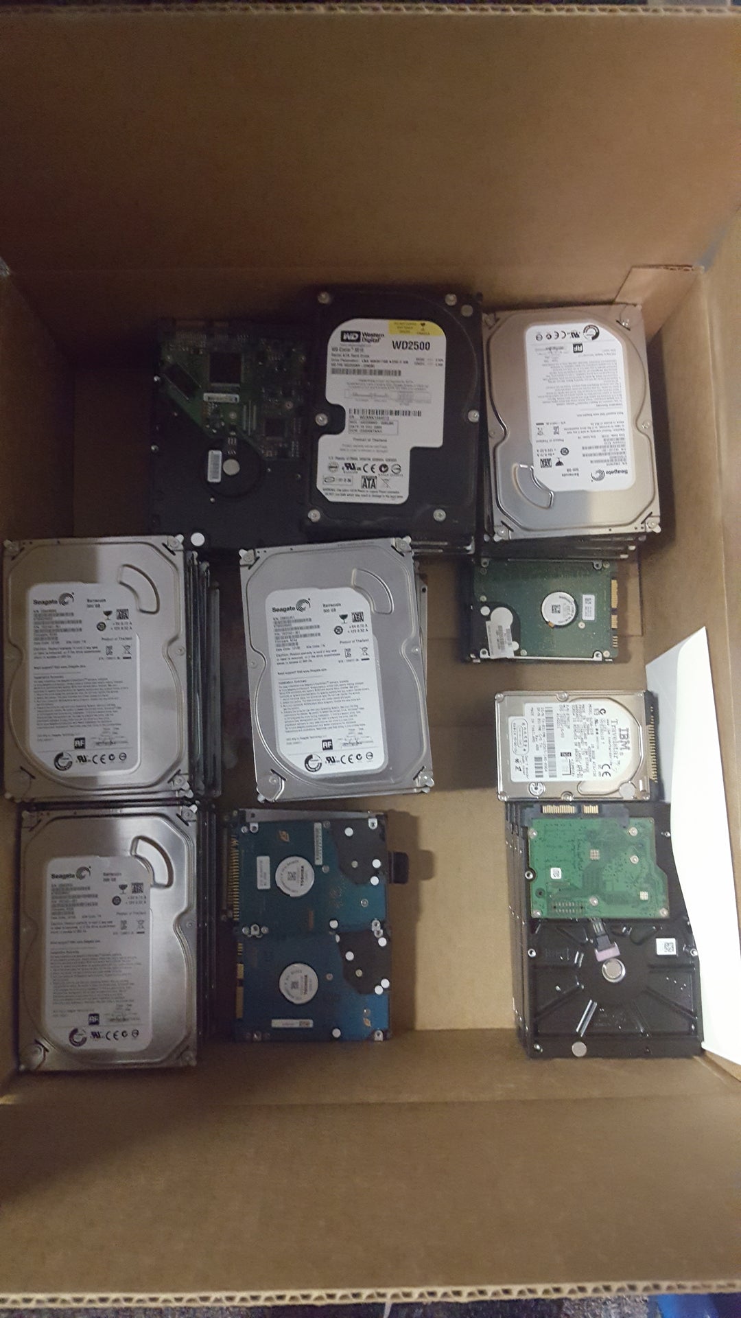 "Refurbished " 48 Hard drives with different sizes. Cleaned and refurbished verified
